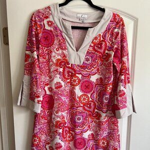 Jude Connally Pink Dress w/ White Border